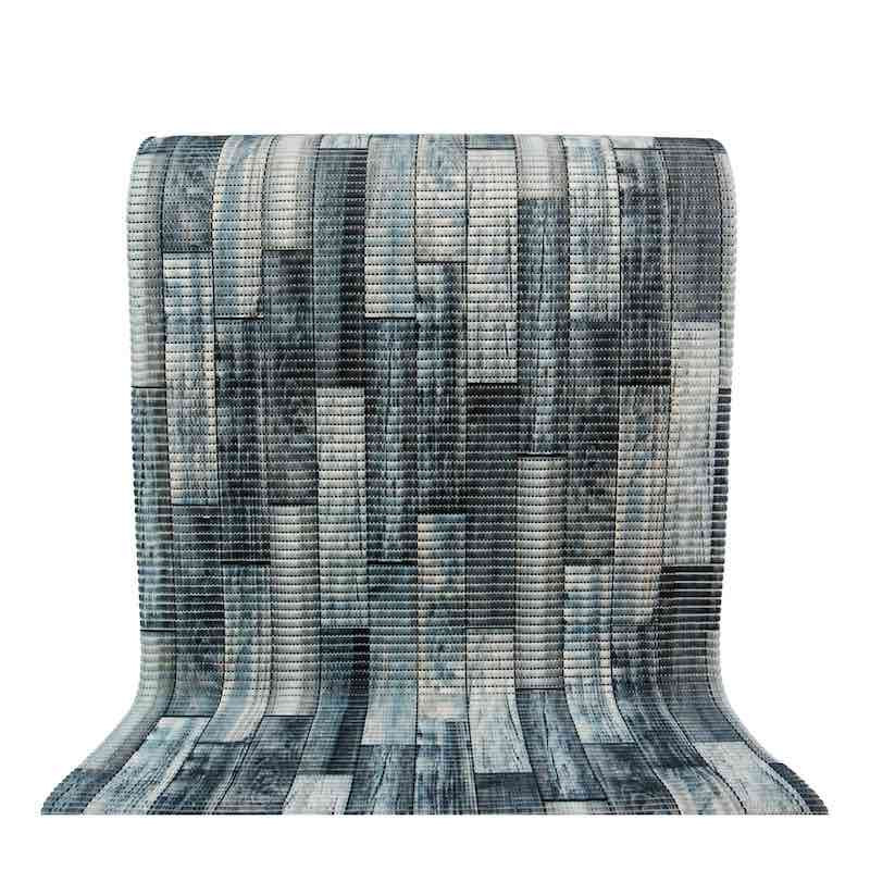 Non-slip mat with blue wood look – 65 cm wide