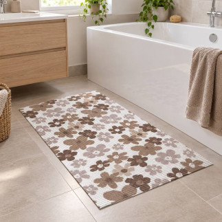 Tapis antidérapant à motif floral – 65 cm de large