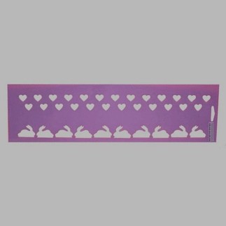 bunnies and hearts stencil color purple 12.5 x 45 cm