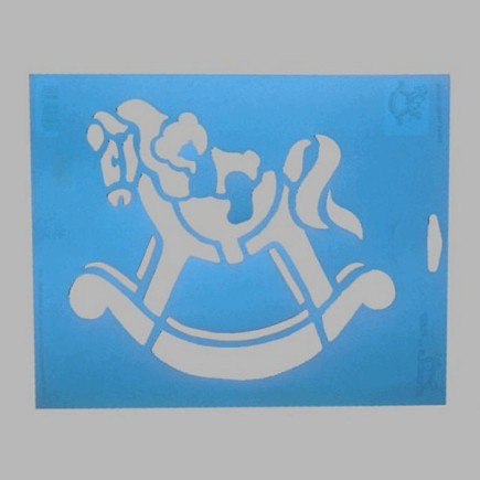 hobbelpaard sjabloon kleur blauw 20 x 25 cm