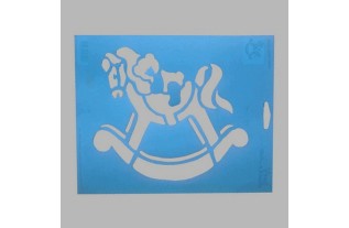 hobbelpaard sjabloon kleur blauw 20 x 25 cm
