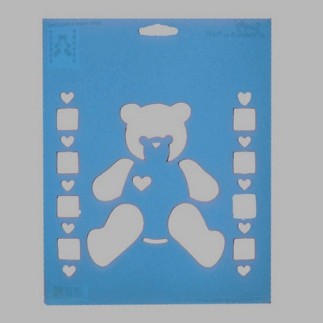 teddy bear stencil color blue 20 x 25 cm