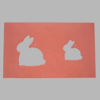rabbits stencil transparent 16 x 25 cm washable