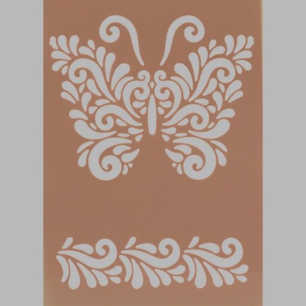 ornament butterfly stencil transparent 15 x 21 cm washable