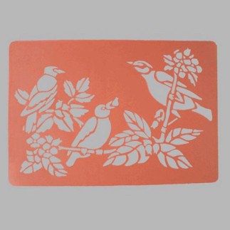 pochoir de oiseaux sur branche transparent 26 x 38 cm lavable