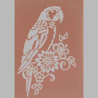 papegaai en bloemen sjabloon transparant 21 x 29,7 cm afwasbaar
