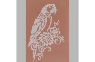 papegaai en bloemen sjabloon transparant 21 x 29,7 cm afwasbaar