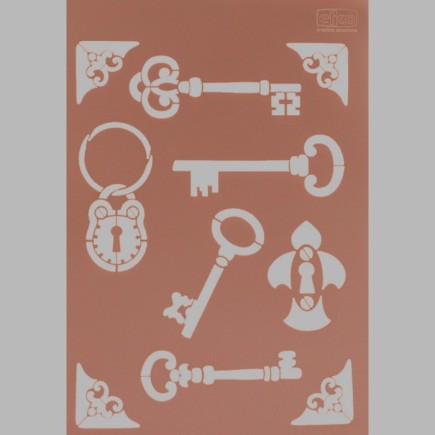 sleutels en sloten sjabloon transparant 21 x 29,7 cm afwasbaar