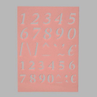 cijfers en tekens sjabloon transparant 15 x 21 cm afwasbaar