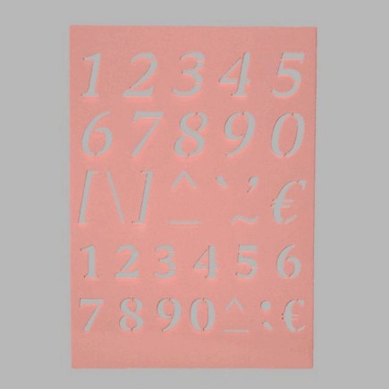 numbers and symbols stencil transparent 15 x 21 cm washable