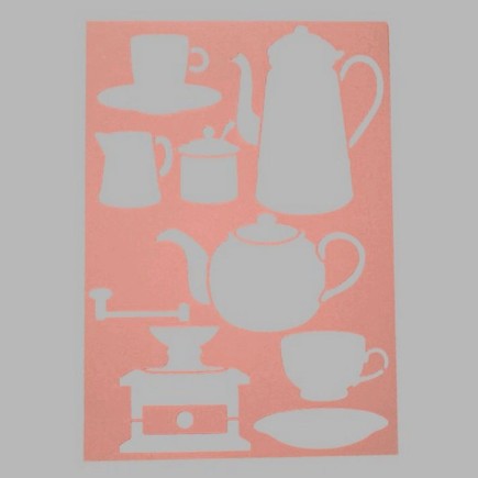 koffie en thee sjabloon transparant 21 x 29,7 cm afwasbaar