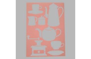 coffee and tea stencil transparent 21 x 29,7 cm washable