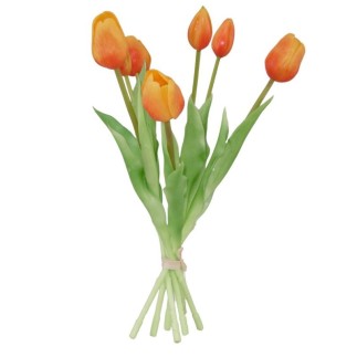 Orange tulip bouquet – 7 artificial tulips 39 cm
