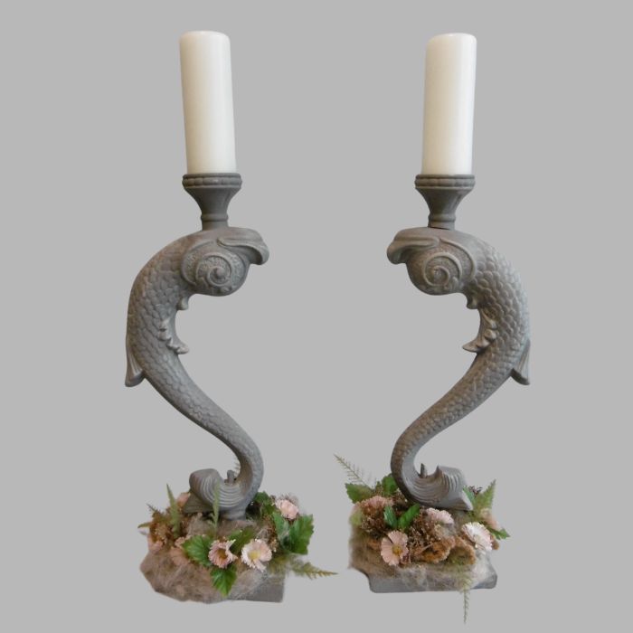 2 candlesticks fish, painted in Decoration Paint