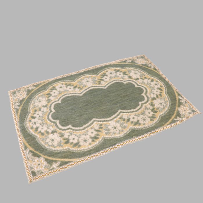 Tapis décoratif rectangulaire coloris vieux vert 35 x 55 cm