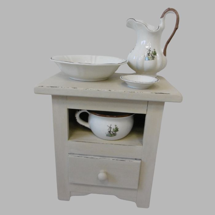 bedside table with ewer painted in Decoration Paint