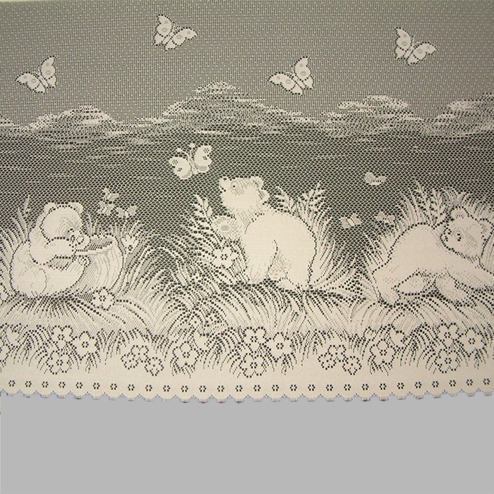 Sheer fabric Jacquard with bears with butterflies short curtain, polyester