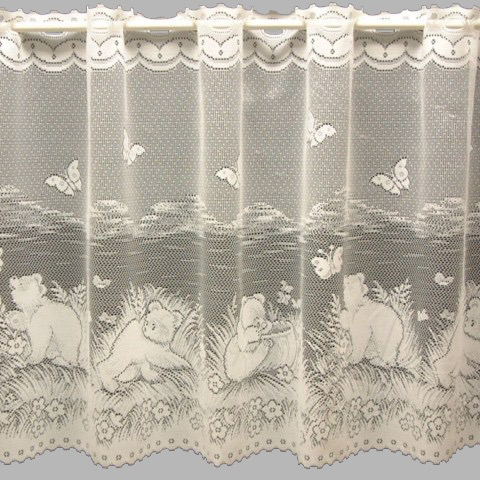 Sheer fabric Jacquard with bears with butterflies short curtain, polyester