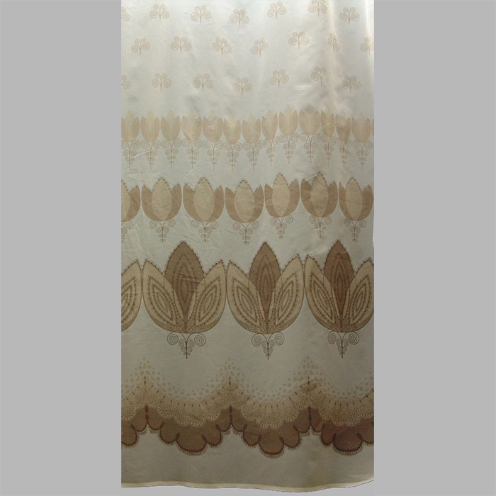 Sheer voile with brown drawing