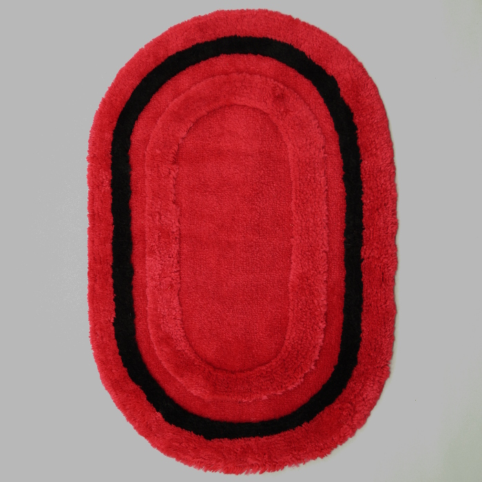 Bath mat red black oval 60 x 90 cm