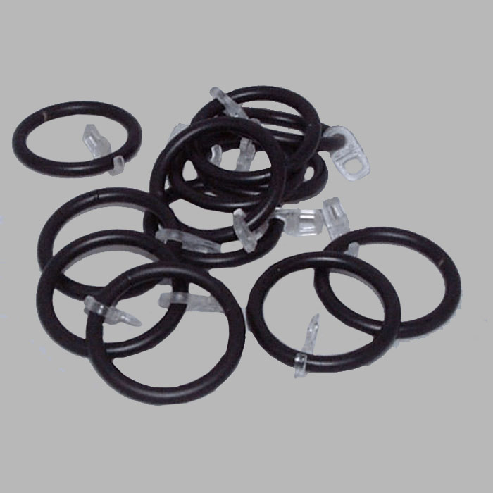 gordijroede 20 mm compleet zwart L 119.5 cm steun en ringen