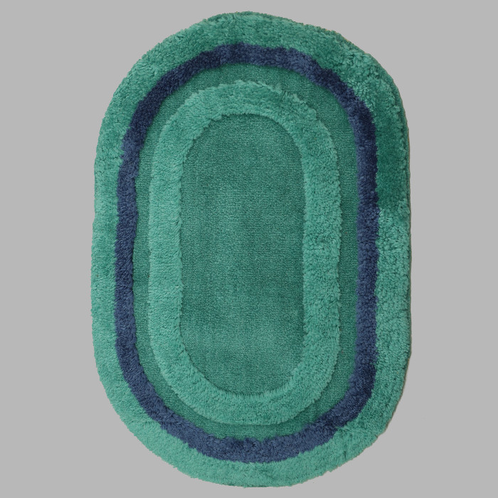 Bath mat green and blue oval 60 x 90 cm