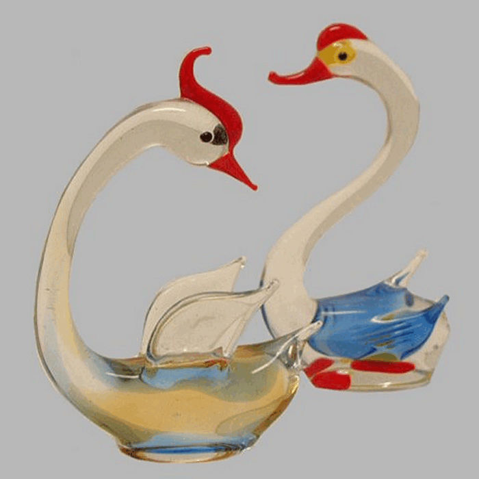 Glass swans 10 cm