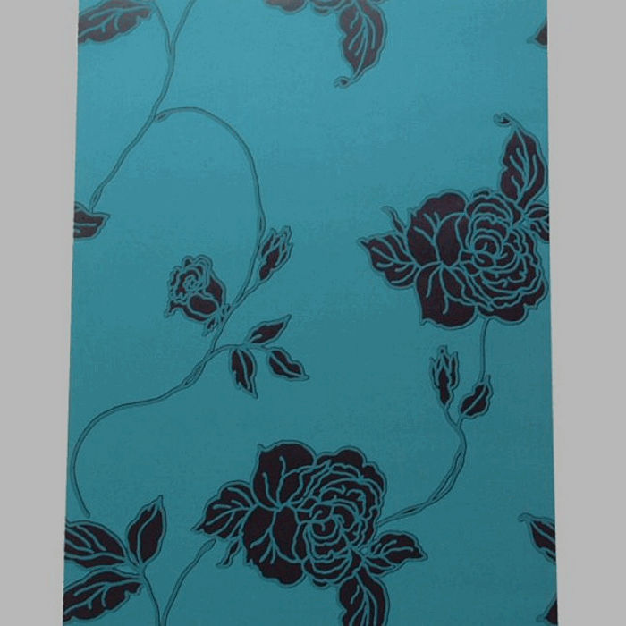 non-woven wallpaper retro petrol rose blue and black