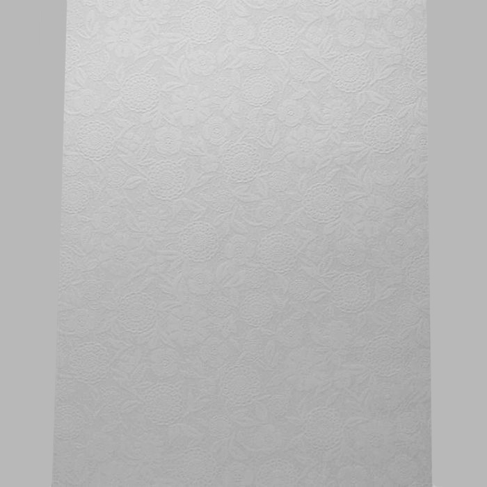 non-woven wallpaper lace flowers pattern white-glossy