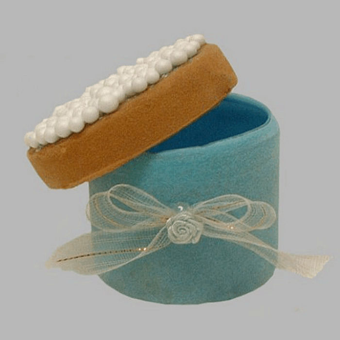 biscottes boîte avec paillettes papillon blanc-bleu Dm 7 x 6 cm