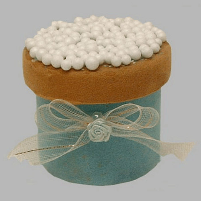 biscottes boîte avec paillettes papillon blanc-bleu Dm 7 x 6 cm