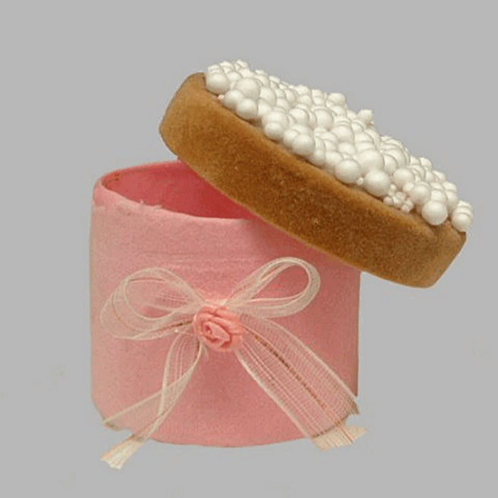 biscottes boîte avec paillettes papillon blanc-rose Dm 7 x 6 cm