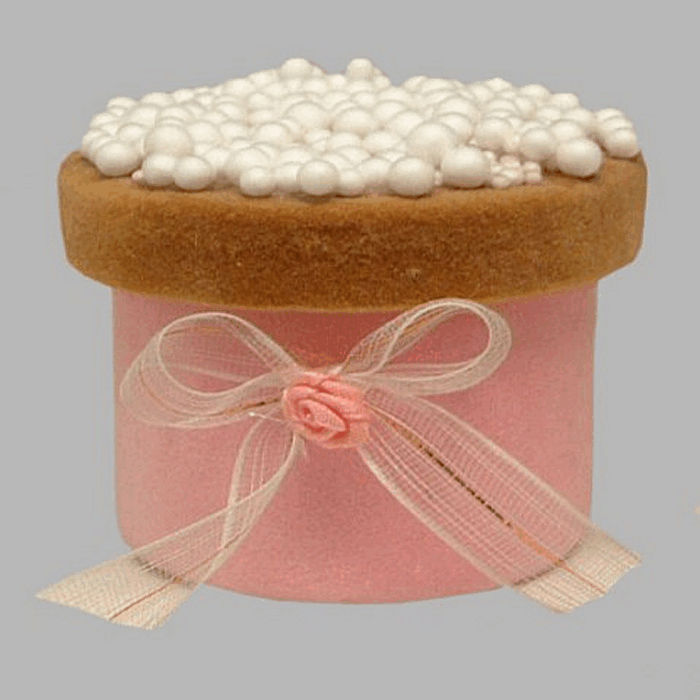 biscottes boîte avec paillettes papillon blanc-rose Dm 7 x 6 cm