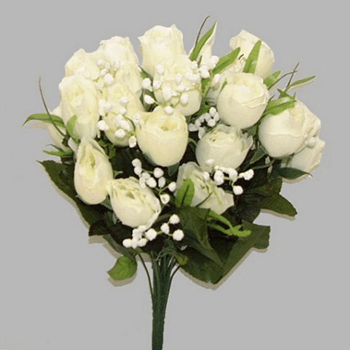 bouquet de fleurs roses blanches longueur 45 cm