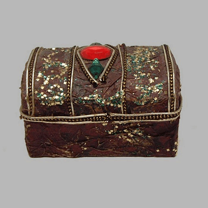 boîte pour décoration, pot-pourri ou bijoux coloris marron 10 x 7 cm H 6 cm