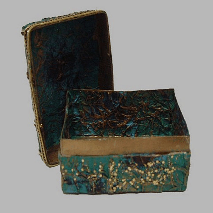 boîte pour décoration, pot-pourri ou biboîte pour décoration ou pot-pourri couleur vert 10x7cm H 6cm