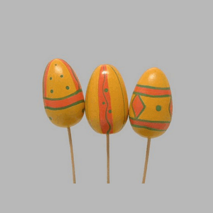 Easter egg on stick color yellow-orange 55 mm 3 pieces