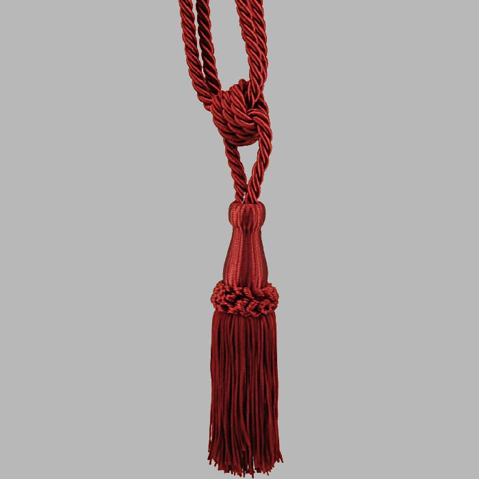curtain tie back glossy with 1 tassle color medici red per piece