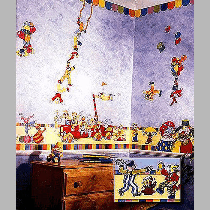 Decorations for kidsrooms of frieze frame design dancing Clowns
