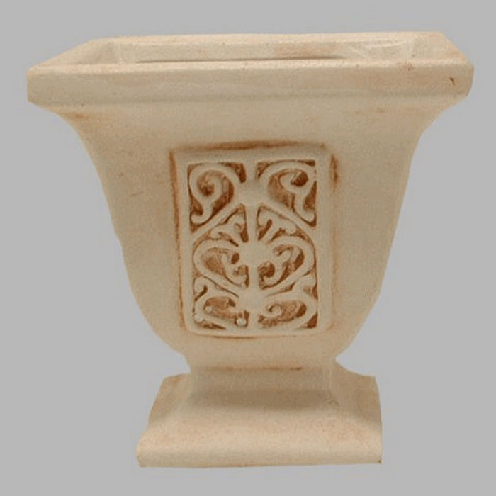 stone flower vase with shield