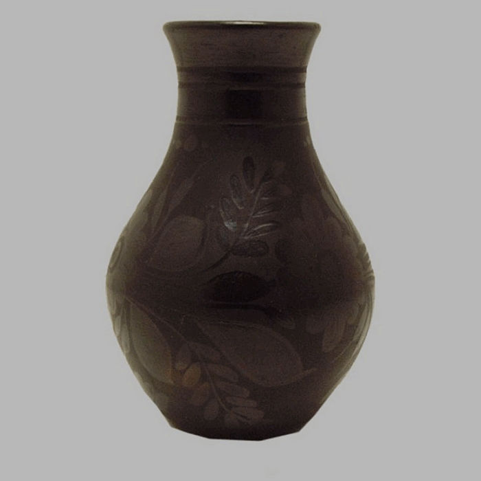 flower vase with black floral pattern