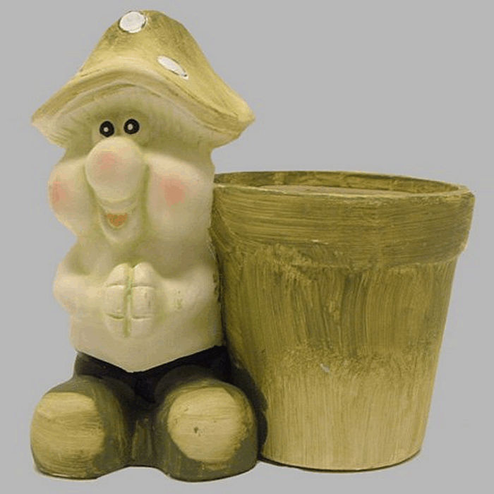 Flower pot with mushroom of ceramic