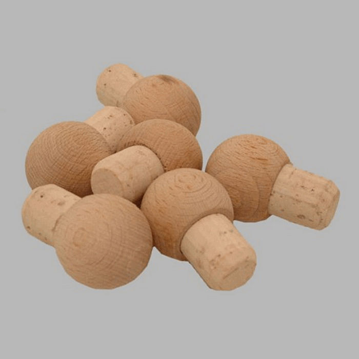 Cork for bottle with wooden knob