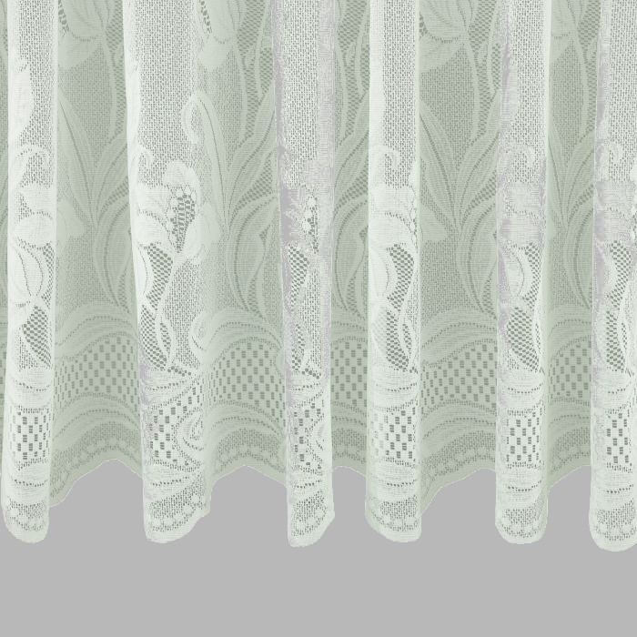 White net curtain with floral border Height 140 cm Width 107 cm