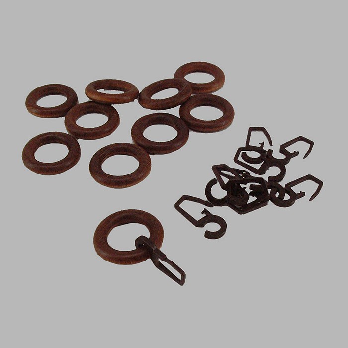 anneaux de rideaux en bois de noyer clair brun 10 pcs