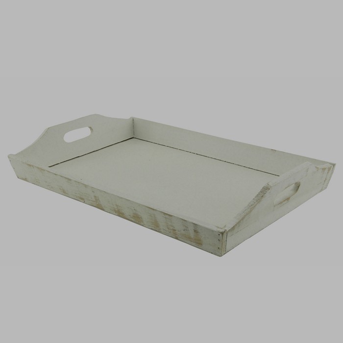 Wooden rectangular serving tray rustique 27 x 42 x 4 cm