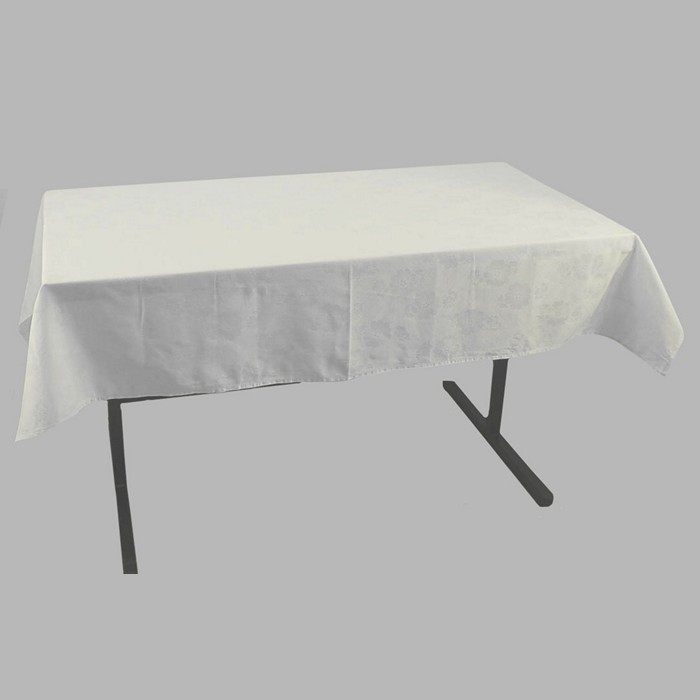 Tablecloth damask flower pattern color white 135 x 155 cm