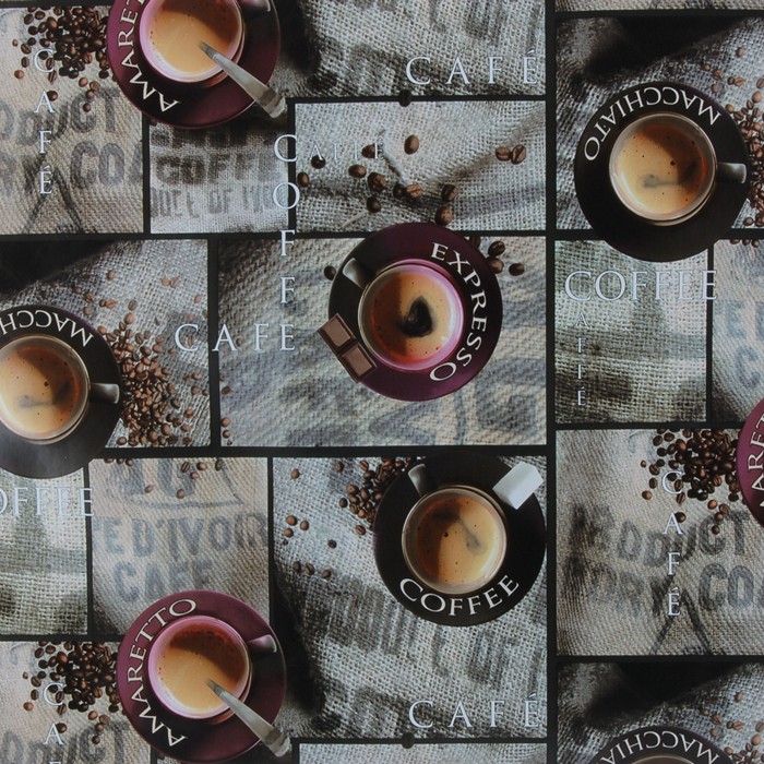oilcloth design coffee and jute width 140 cm