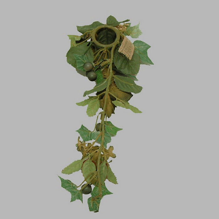 garland of roses and berries for candle-bottle color green