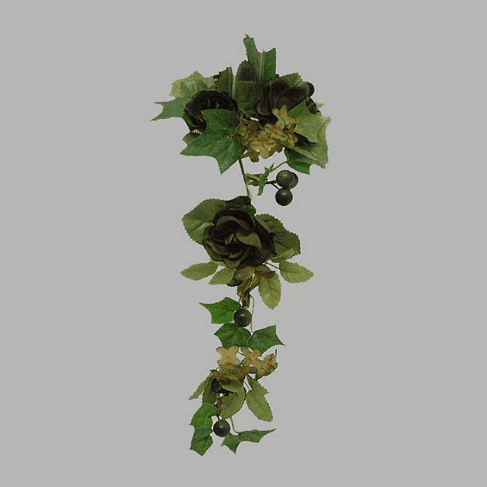 garland of roses and berries for candle-bottle color green